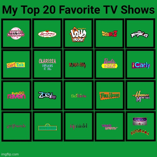 Brandon's 20 Best TV Shows | image tagged in icarly,dragon ball z,ed edd n eddy,the loud house,miraculous ladybug,futurama | made w/ Imgflip meme maker
