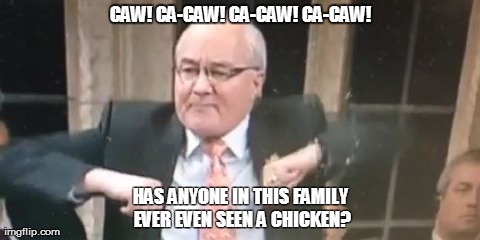 CAW! CA-CAW! CA-CAW! CA-CAW! HAS ANYONE IN THIS FAMILY EVER EVEN SEEN A CHICKEN? | made w/ Imgflip meme maker