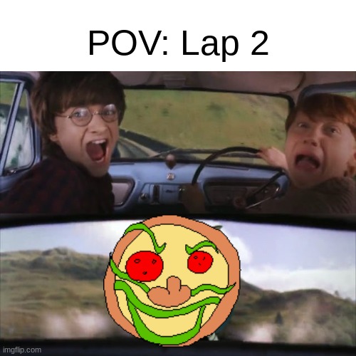 Pizzaface chasing harry and ron weasly | POV: Lap 2 | image tagged in tom chasing harry and ron weasly,pizza tower,gaming | made w/ Imgflip meme maker