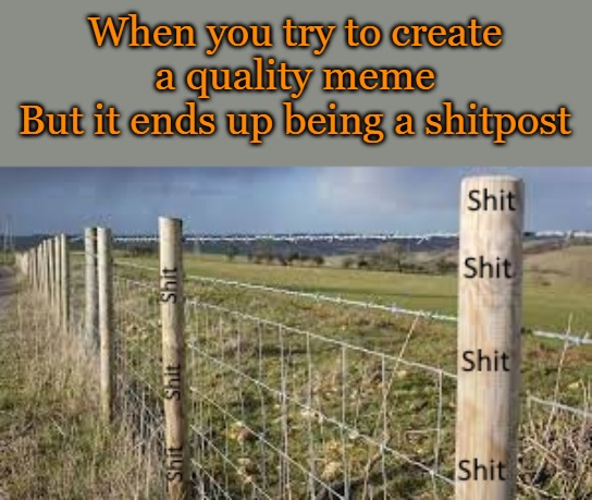 When you try to create a quality meme
But it ends up being a shitpost | made w/ Imgflip meme maker
