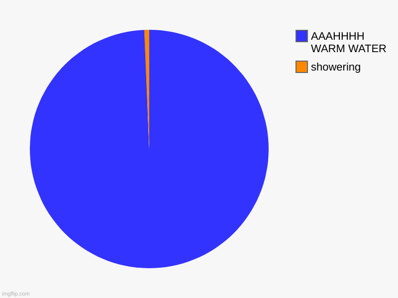 showering, AAAHHHH WARM WATER | image tagged in charts,pie charts | made w/ Imgflip chart maker