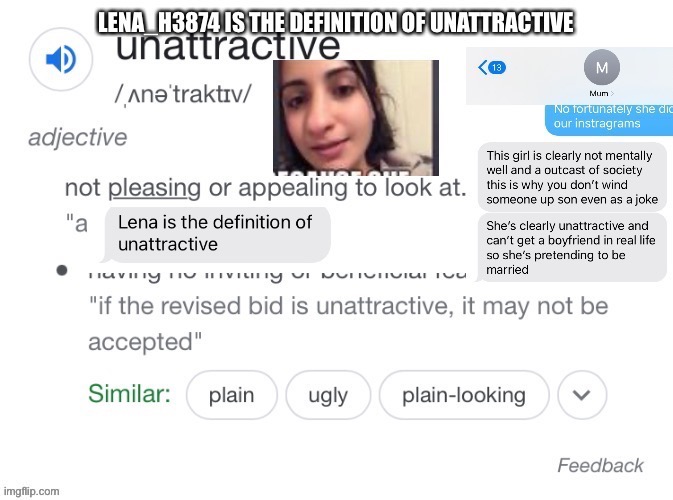Lena_h0606 Lena_h3874 is the definition of a unattractive girl pretended to be married on Snapchat | image tagged in ugly,ugly girl,ugly woman,ugly face,gross,looking | made w/ Imgflip meme maker