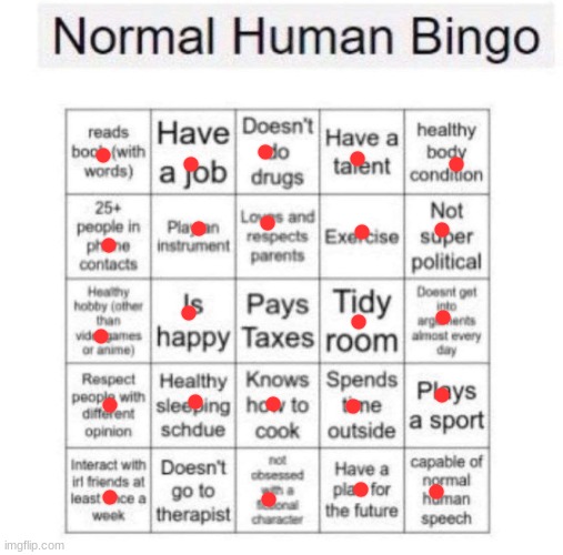 I think I won | image tagged in normal human bingo | made w/ Imgflip meme maker