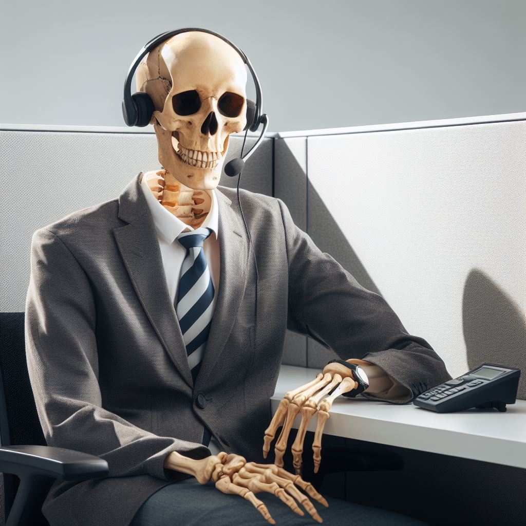 Skeleton Customer Service Rep Blank Meme Template