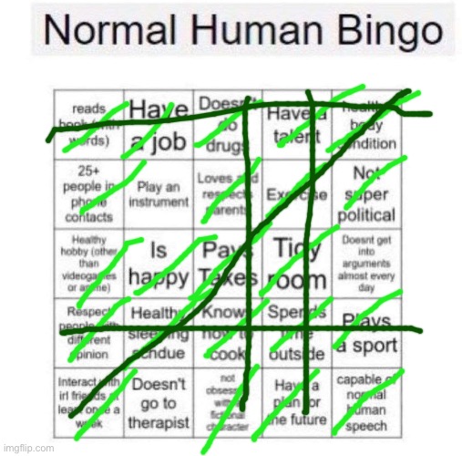 Normal human bingo | image tagged in normal human bingo | made w/ Imgflip meme maker