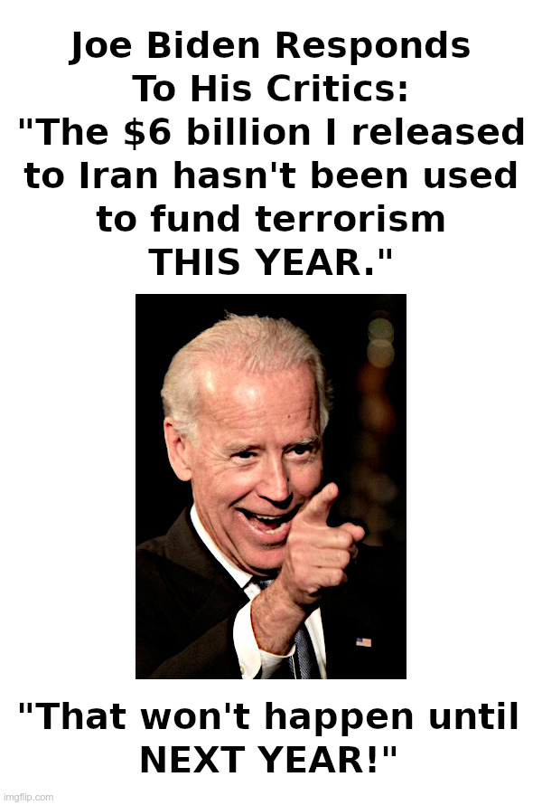 Joe Biden Responds To His Critics | image tagged in joe biden,6 billion,iran,terrorists,wait til next year | made w/ Imgflip meme maker
