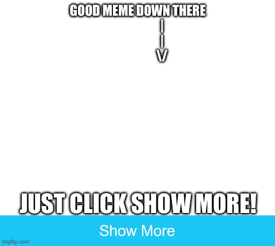Click it | GOOD MEME DOWN THERE
                    |
                    |
                    \/; JUST CLICK SHOW MORE! | image tagged in show more | made w/ Imgflip meme maker