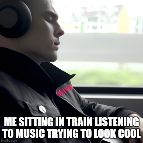 Me in train be like | ME SITTING IN TRAIN LISTENING TO MUSIC TRYING TO LOOK COOL | image tagged in train,childhood,relatable | made w/ Imgflip meme maker