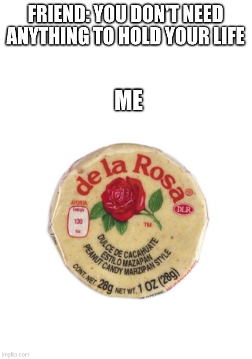 Only Hispanics understand this | FRIEND: YOU DON'T NEED ANYTHING TO HOLD YOUR LIFE; ME | image tagged in mexican food | made w/ Imgflip meme maker