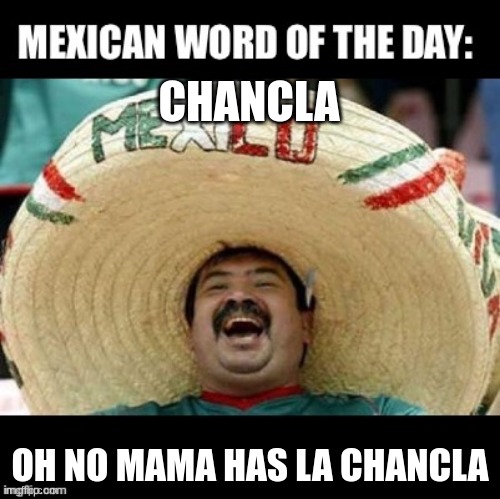 The Hispanic Nightmare | CHANCLA; OH NO MAMA HAS LA CHANCLA | image tagged in mexican word of the day | made w/ Imgflip meme maker