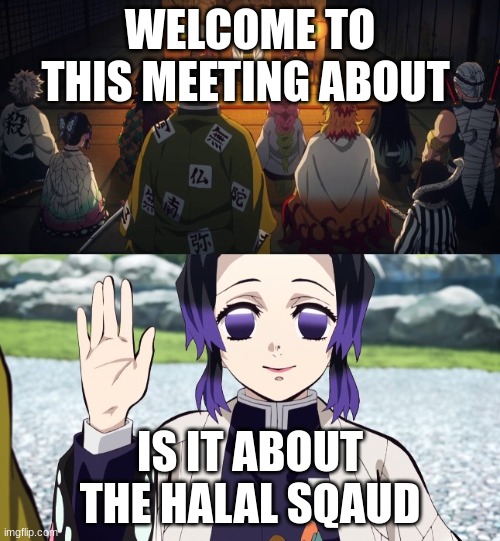 Welcome to this meeting about... | WELCOME TO THIS MEETING ABOUT; IS IT ABOUT THE HALAL SQAUD | image tagged in welcome to this meeting about | made w/ Imgflip meme maker