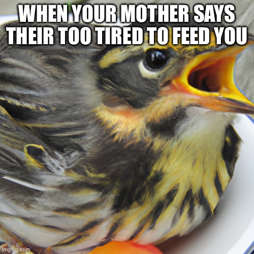 We all remember this | WHEN YOUR MOTHER SAYS THEIR TOO TIRED TO FEED YOU | image tagged in funny,relatable | made w/ Imgflip meme maker