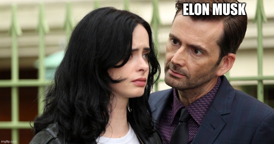 Jessica Jones Death Stare | ELON MUSK | image tagged in jessica jones death stare | made w/ Imgflip meme maker