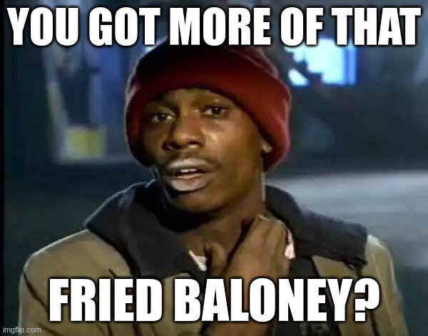 fired baloney | YOU GOT MORE OF THAT; FRIED BALONEY? | image tagged in memes,y'all got any more of that | made w/ Imgflip meme maker