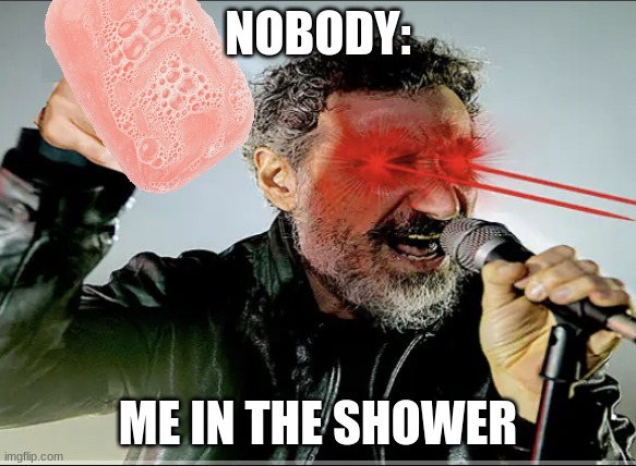 WE WILL FIGHT | NOBODY:; ME IN THE SHOWER | image tagged in we will fight,shower | made w/ Imgflip meme maker