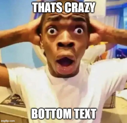 THATS CRAZY BOTTOM TEXT | image tagged in shocked black guy | made w/ Imgflip meme maker