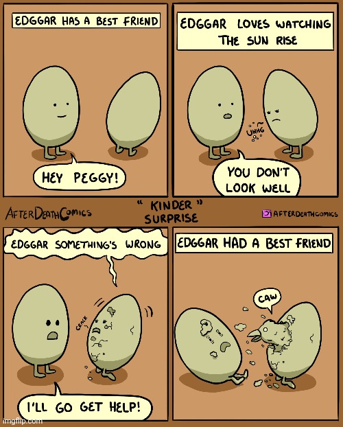 Edggar | image tagged in egg,eggs,friend,friends,comics,comics/cartoons | made w/ Imgflip meme maker