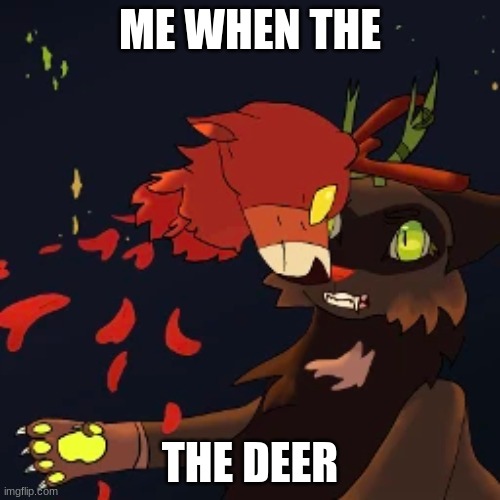 deer | ME WHEN THE; THE DEER | image tagged in warrior cats,hollyleaf,hollyfawn | made w/ Imgflip meme maker