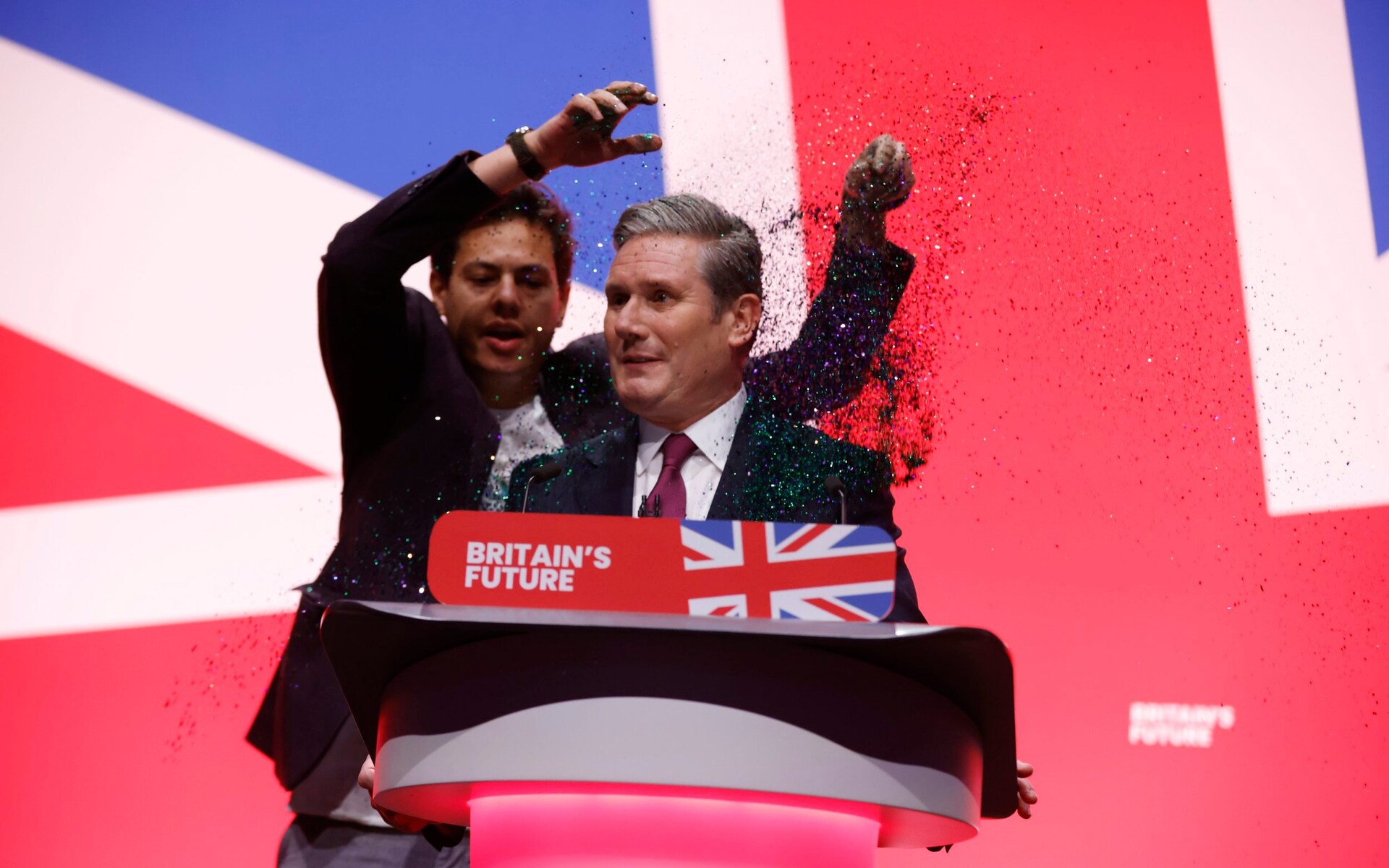 High Quality Starmer glitter conference Blank Meme Template