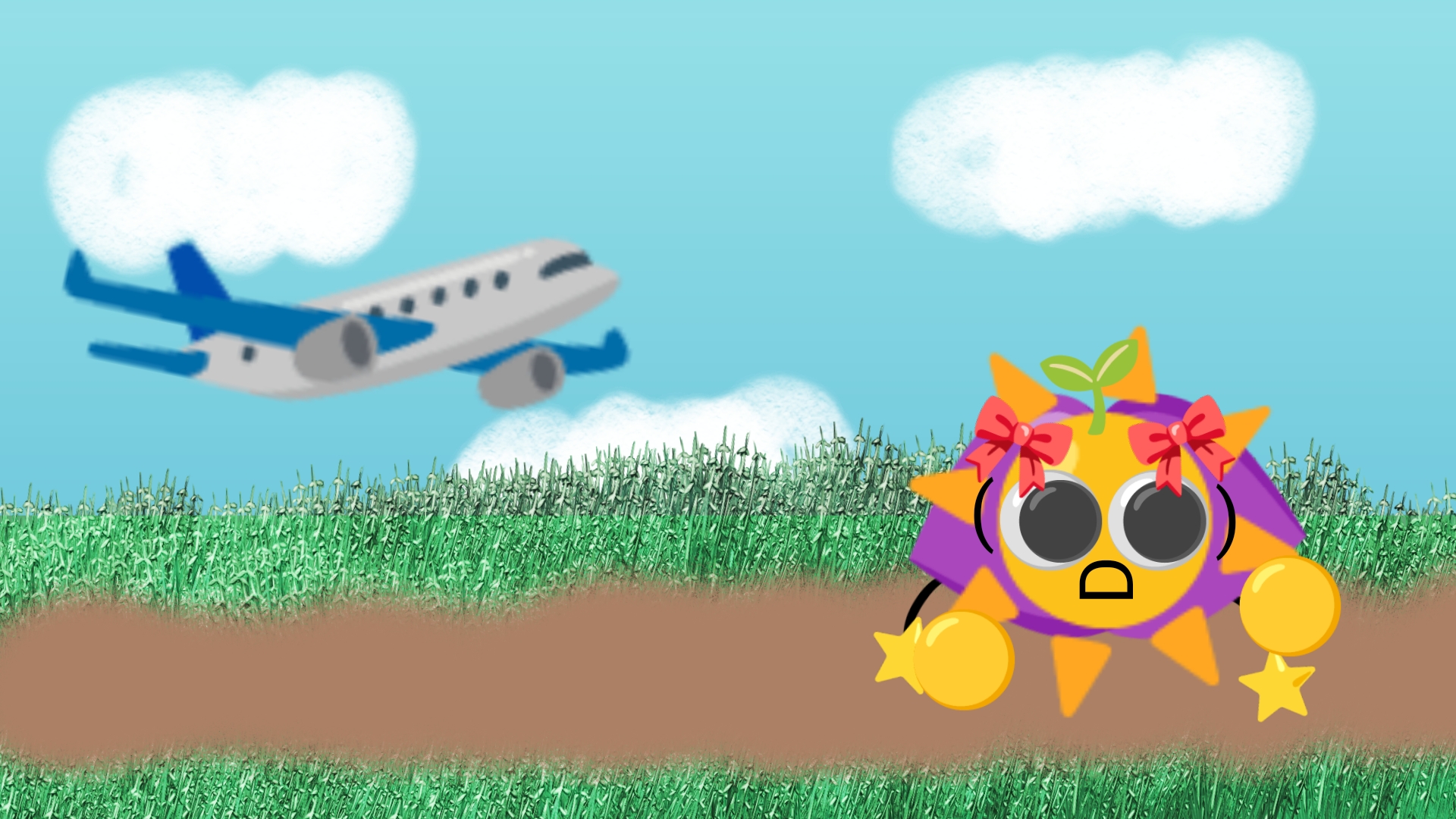 Minty the Emojicat Being Chased By An Airplane Blank Meme Template