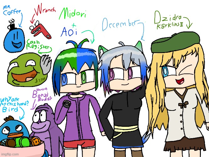 Some more characters of MON + Bonzibuddy as guest | image tagged in random,original,original art | made w/ Imgflip meme maker