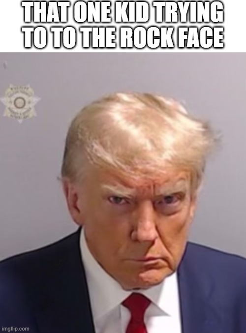 The Rock | THAT ONE KID TRYING TO TO THE ROCK FACE | image tagged in blank white template,donald trump mugshot | made w/ Imgflip meme maker