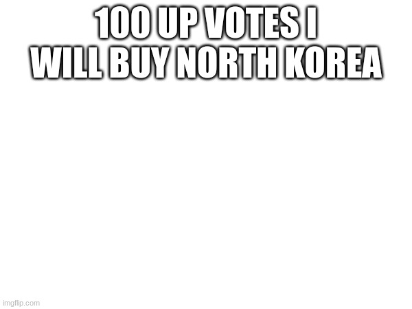 100 UP VOTES I WILL BUY NORTH KOREA | image tagged in begging for upvotes | made w/ Imgflip meme maker