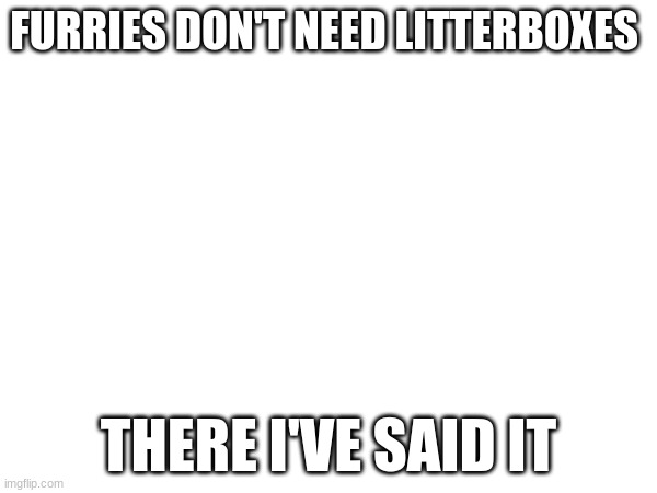 FURRIES DON'T NEED LITTERBOXES; THERE I'VE SAID IT | made w/ Imgflip meme maker