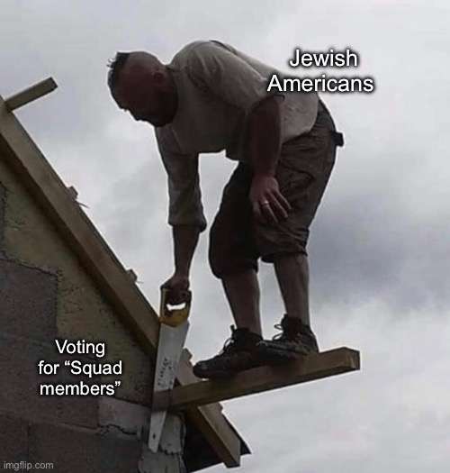 Voting against yourself | Jewish Americans; Voting for “Squad members” | image tagged in politics lol,memes,derp | made w/ Imgflip meme maker