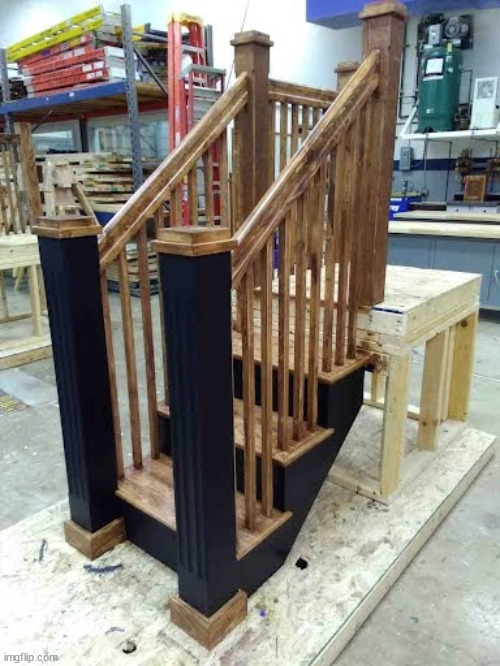 Project I made at trade school. | image tagged in school,stairs | made w/ Imgflip meme maker