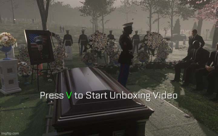 press v to start unboxing video Blank Meme Template