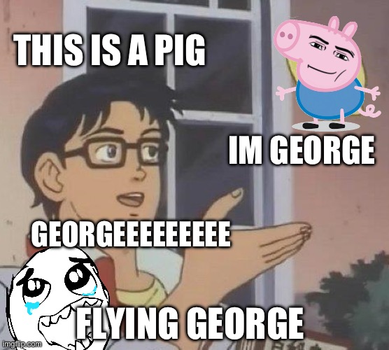 GEORGEEEEEEEEEEEEE | THIS IS A PIG; IM GEORGE; GEORGEEEEEEEEE; FLYING GEORGE | image tagged in memes,is this a pigeon | made w/ Imgflip meme maker