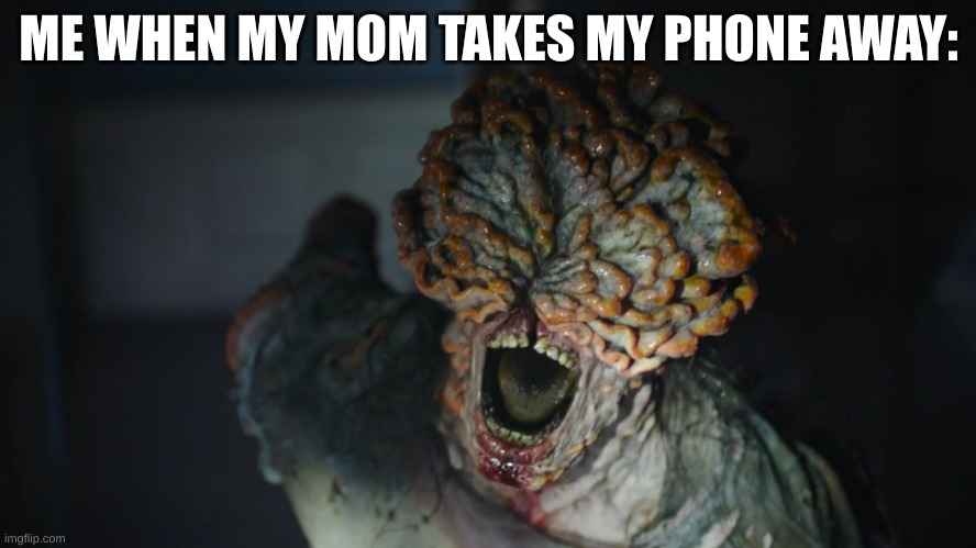 Me when no phone | ME WHEN MY MOM TAKES MY PHONE AWAY: | image tagged in the last of us bible clicker | made w/ Imgflip meme maker