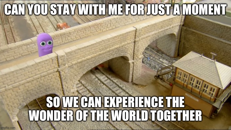 CAN YOU STAY WITH ME FOR JUST A MOMENT; SO WE CAN EXPERIENCE THE WONDER OF THE WORLD TOGETHER | image tagged in purple | made w/ Imgflip meme maker