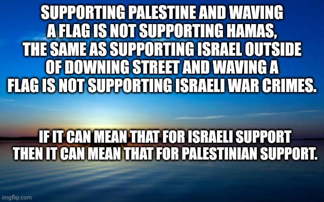 Palestine Israel | SUPPORTING PALESTINE AND WAVING A FLAG IS NOT SUPPORTING HAMAS, THE SAME AS SUPPORTING ISRAEL OUTSIDE OF DOWNING STREET AND WAVING A FLAG IS NOT SUPPORTING ISRAELI WAR CRIMES. IF IT CAN MEAN THAT FOR ISRAELI SUPPORT THEN IT CAN MEAN THAT FOR PALESTINIAN SUPPORT. | image tagged in inspirational quote | made w/ Imgflip meme maker