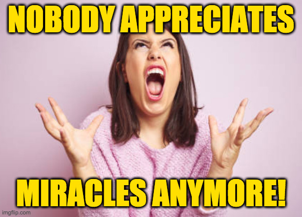 NOBODY APPRECIATES MIRACLES ANYMORE! | made w/ Imgflip meme maker