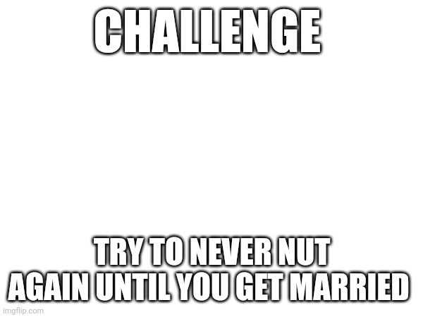 CHALLENGE; TRY TO NEVER NUT AGAIN UNTIL YOU GET MARRIED | made w/ Imgflip meme maker