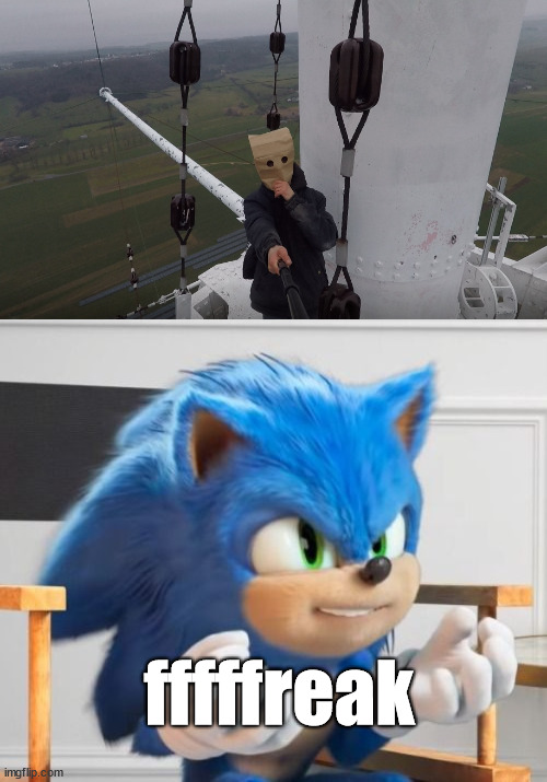 Sonic the Hedgehog | fffffreak | image tagged in sonic,meme,lattice climbing,baghead,daredevil,klettern | made w/ Imgflip meme maker