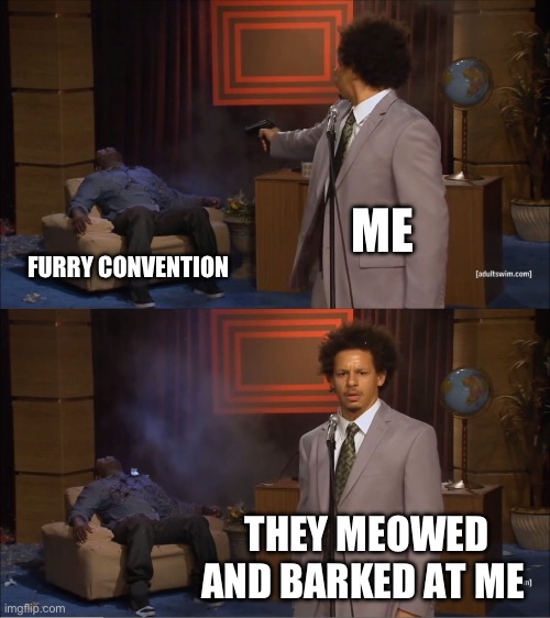 Who Killed Hannibal Meme | ME; FURRY CONVENTION; THEY MEOWED AND BARKED AT ME | image tagged in memes,who killed hannibal | made w/ Imgflip meme maker