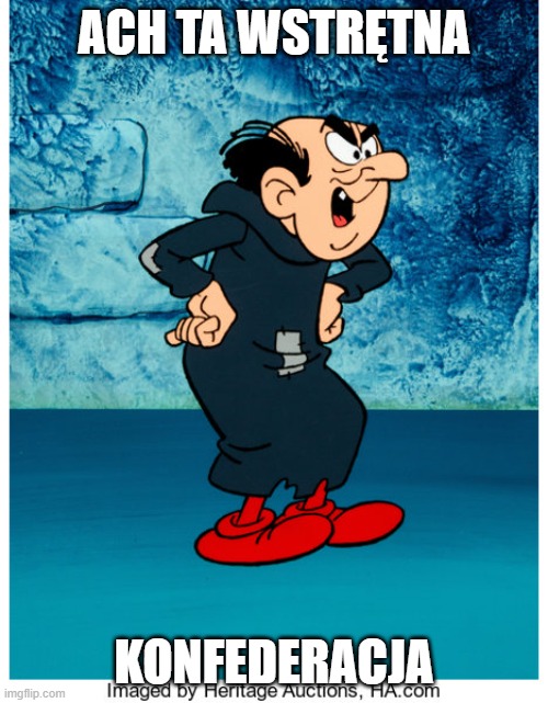 Gargamel | ACH TA WSTRĘTNA; KONFEDERACJA | image tagged in gargamel | made w/ Imgflip meme maker