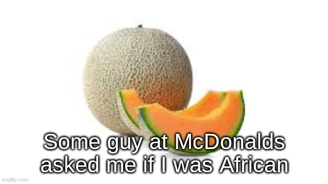 Yahiamice Cantaloupe | Some guy at McDonalds asked me if I was African | image tagged in yahiamice cantaloupe | made w/ Imgflip meme maker