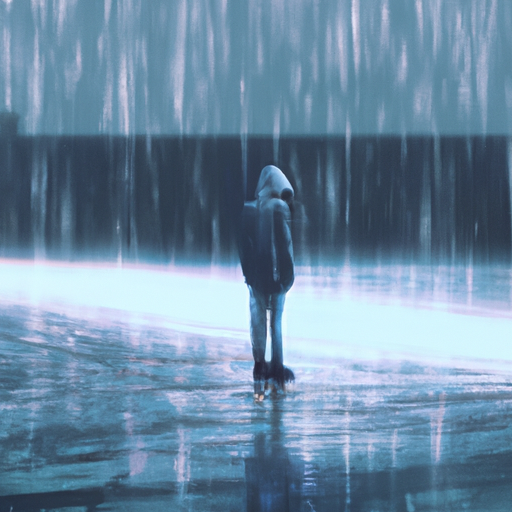 a boy standing in the rain alone not feeling accepted Blank Meme Template