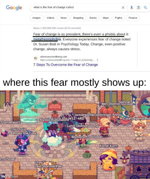 i get it... the new prodigy sucks, but u don't need to rub it in other people's faces. | where this fear mostly shows up: | image tagged in prodigy,google search,fear,change | made w/ Imgflip meme maker