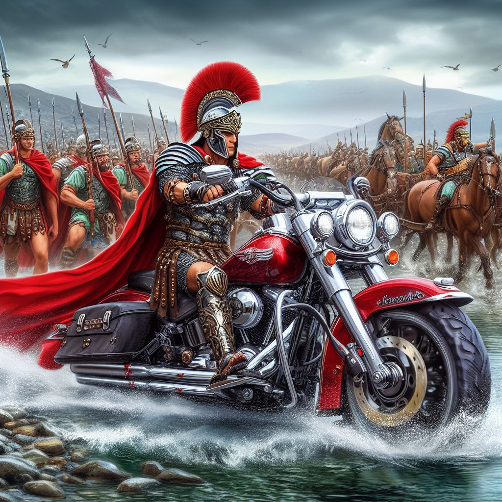 Roman Centurion in a Motorcycle Blank Meme Template