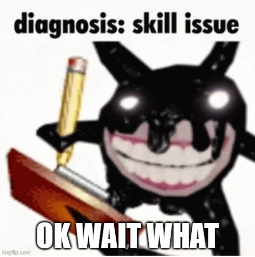 OK WAIT WHAT | image tagged in skill issue | made w/ Imgflip meme maker