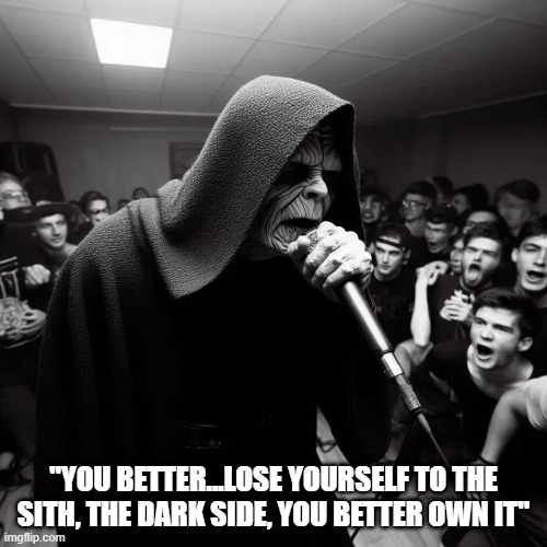 8 Parsecs: The Palpatine Story | "YOU BETTER...LOSE YOURSELF TO THE SITH, THE DARK SIDE, YOU BETTER OWN IT" | image tagged in star wars,palpatine | made w/ Imgflip meme maker