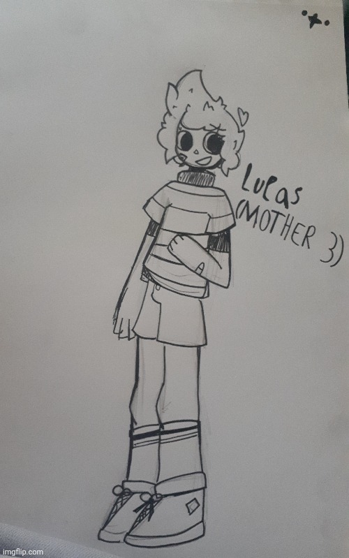A drawing of one of my fave fictional characters (LOCALIZE MOTHER 3 NINTENDO!) | image tagged in earthbound,drawings,fanart | made w/ Imgflip meme maker