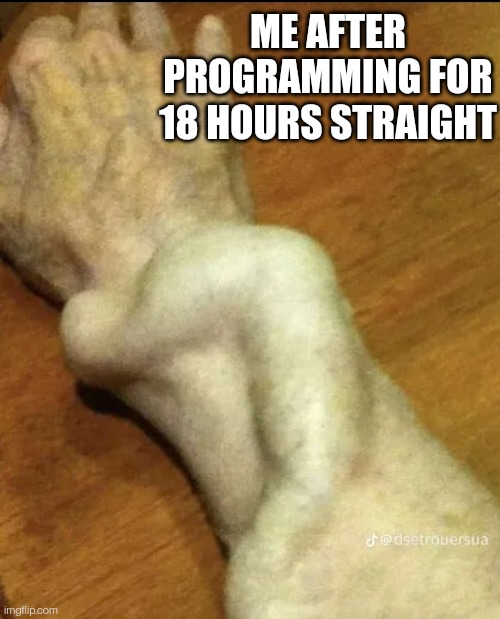 My veins are popping | ME AFTER PROGRAMMING FOR 18 HOURS STRAIGHT | image tagged in programming,video games | made w/ Imgflip meme maker