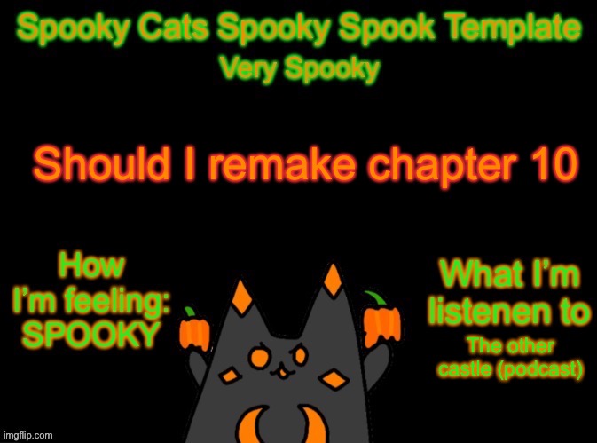 Spooky_Cats spooky template | Should I remake chapter 10; The other castle (podcast) | image tagged in spooky_cats spooky template | made w/ Imgflip meme maker