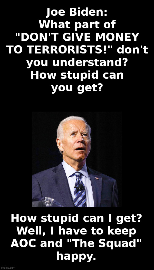 Joe Biden: How Stupid Can You Get? | image tagged in joe biden,6 billion,iran,how stupid can you get,aoc,the squad | made w/ Imgflip meme maker